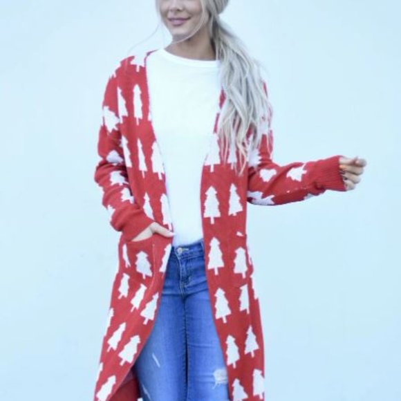 Red & White Christmas Cardigan - Picture 3 of 5